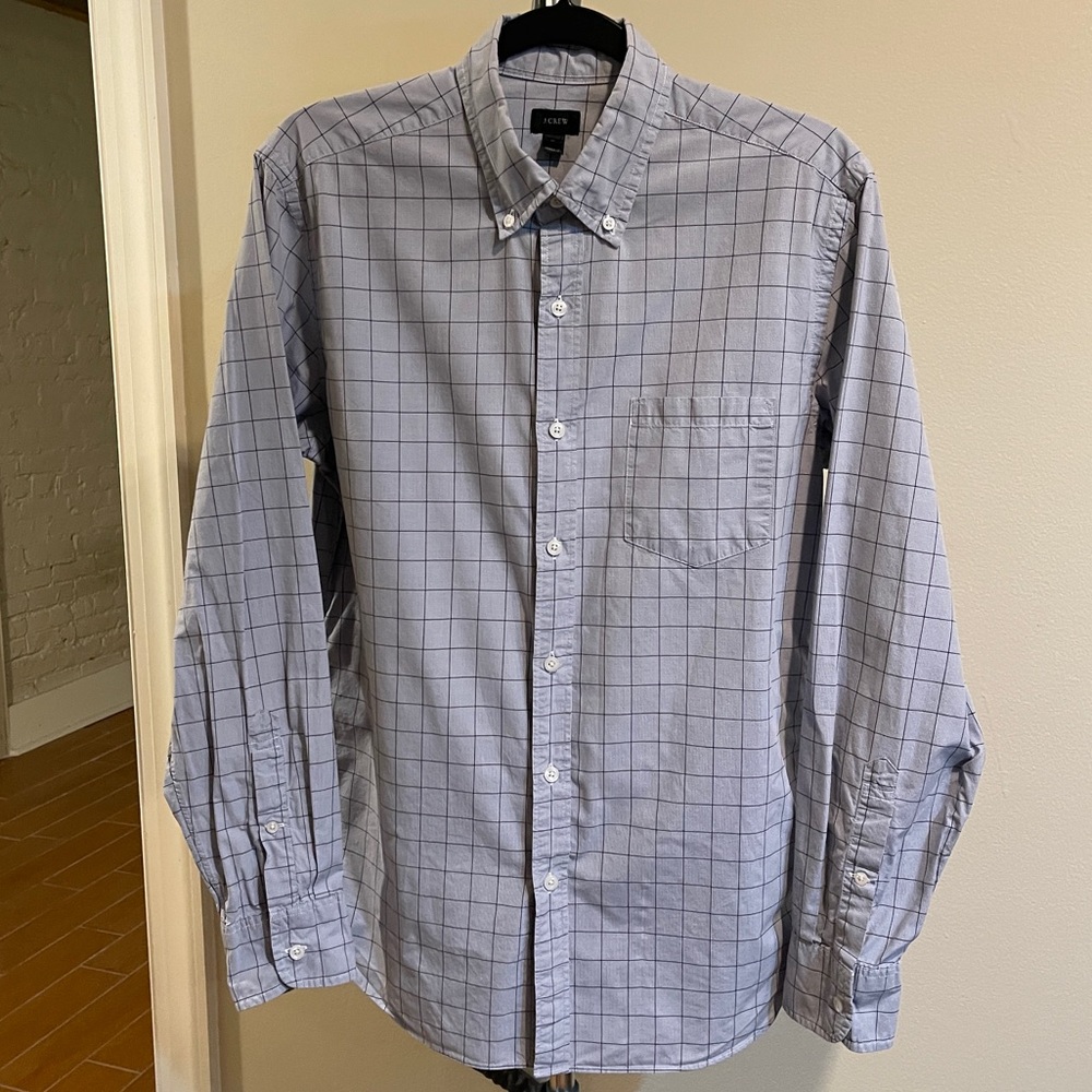 MEN’S J.Crew Blue Checkered Button Down Shirt
